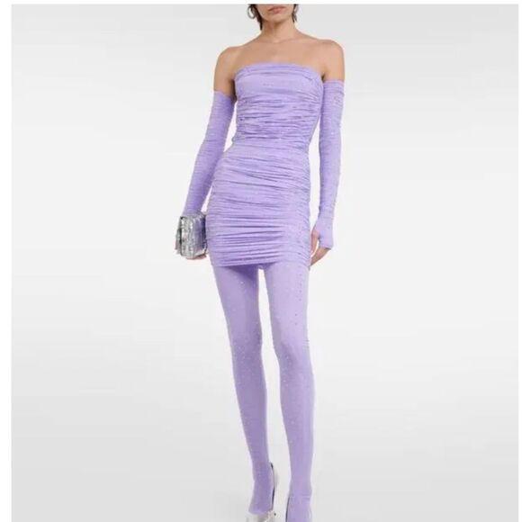 NWOT Alex Perry embellished rouched dress purple - Picture 2 of 12